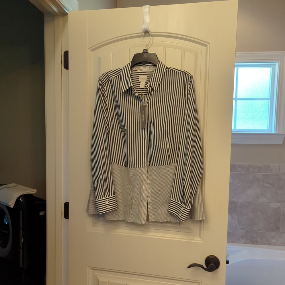 Chico's Black and White Striped Blouse